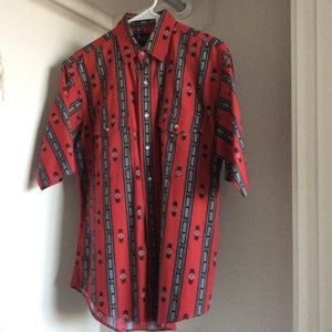 Plains western wear pearl snap button down medium